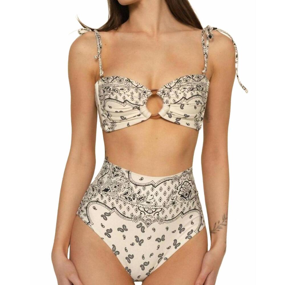 NEW MONTCE ivy bandana full coverage high rise bikini bottom in white